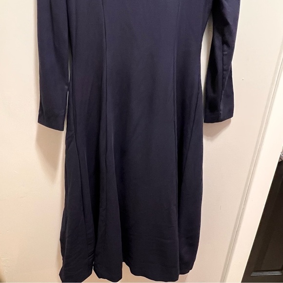 Vintage Talbots Navy Blue Wool Long Sleeve Button Down Maxi Dress Size 8 - Picture 8 of 11
